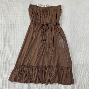 NWT Sunkissed maxi dress ruffled drawstring waist rhinestone bling detailing Y2K